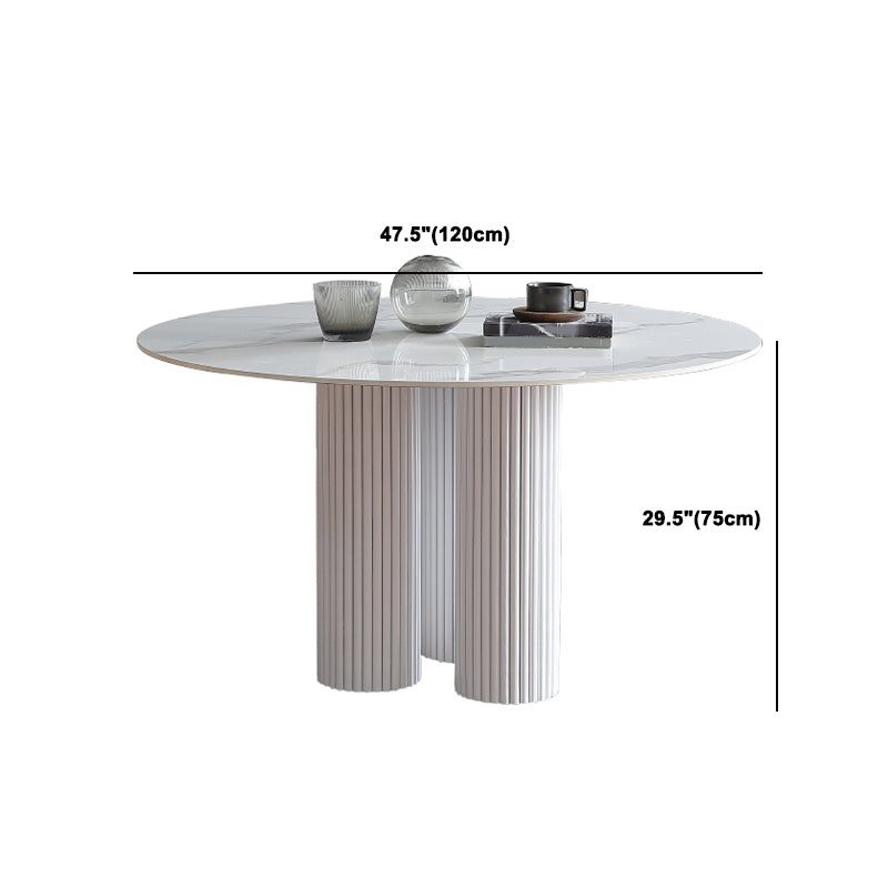 Set di tavoli da pranzo al coperto bianco rotondo in pietra moderna 1/2/3/5 pezzi Dinette Set