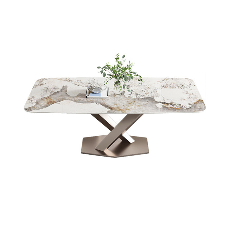 Conjunto de mesa de comedor de piedra sinterizada de rectángulo contemporáneo 1/2/5/7 piezas de comedor