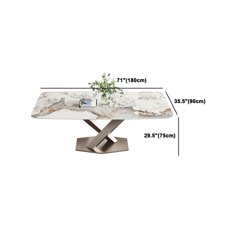 Conjunto de mesa de comedor de piedra sinterizada de rectángulo contemporáneo 1/2/5/7 piezas de comedor