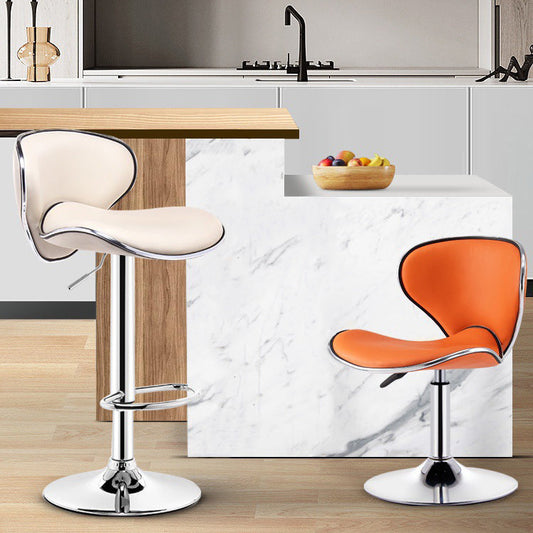 Skandinavische Metallbarhoel -Low -Rücken -PU -Leder -Verstellbarer Barhocker im matten Finish