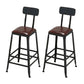 Industrial Metal Stool Wood Rectangle Seat Counter Stool in Matte Finish With Back 2 Piece Set Upholstered Clearhalo 'Bar Furniture' 'Bar Stools' 'bar_stools' 'furn' 'furn_bar_stools' 'Furniture' 'Kitchen & Dining Furniture' 5846842