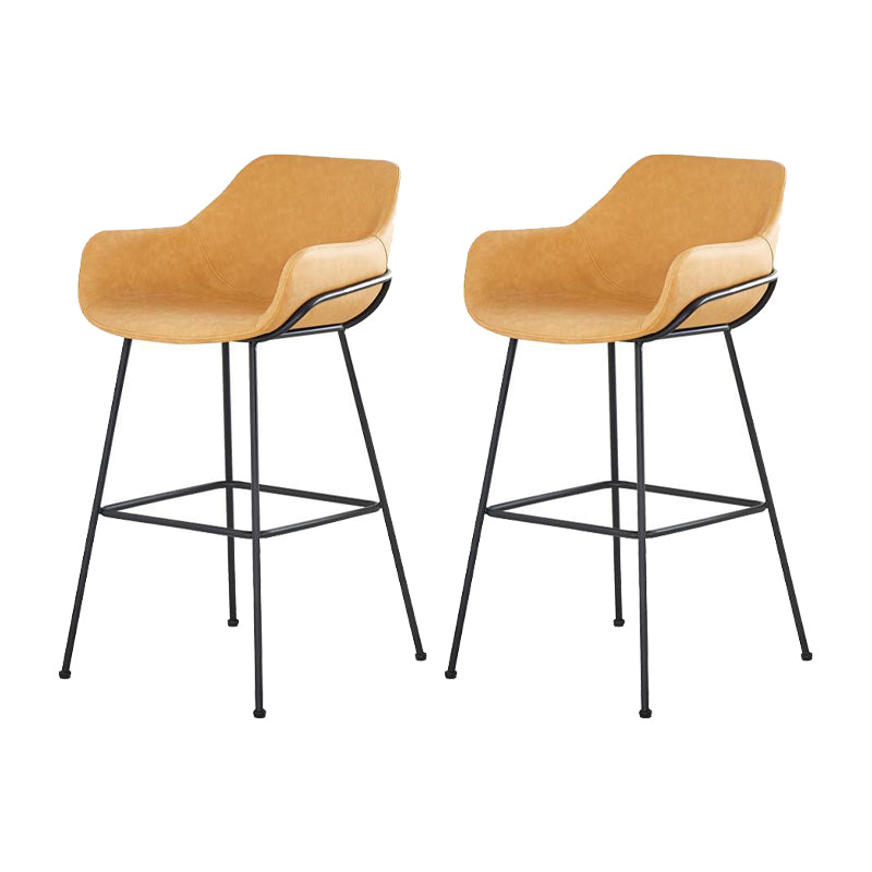 Scandinavian Faux Leather Upholstered Counter Stool with 4 Legs in Matte Finish for Home Khaki 2 Piece Set Clearhalo 'Bar Furniture' 'Bar Stools' 'bar_stools' 'furn' 'furn_bar_stools' 'Furniture' 'Kitchen & Dining Furniture' 5847150