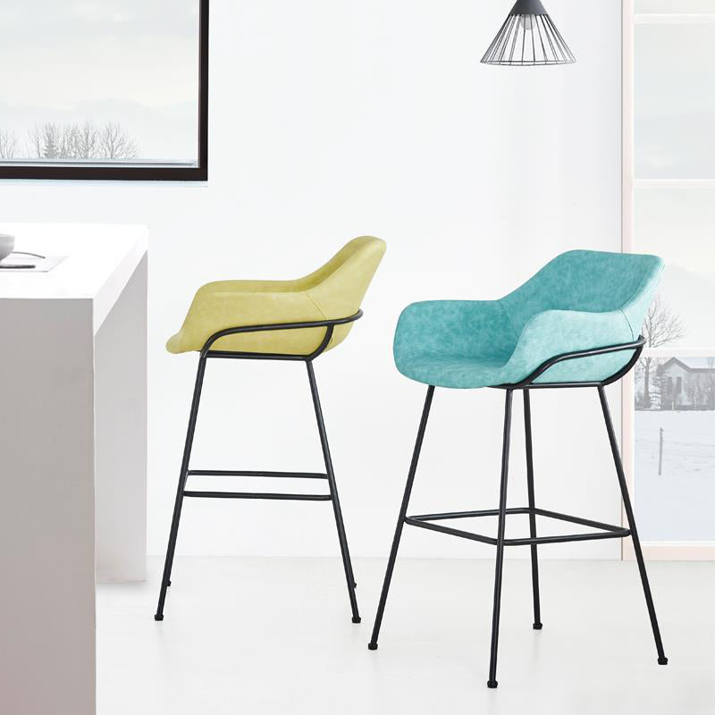 Scandinavian Faux Leather Upholstered Counter Stool with 4 Legs in Matte Finish for Home Clearhalo 'Bar Furniture' 'Bar Stools' 'bar_stools' 'furn' 'furn_bar_stools' 'Furniture' 'Kitchen & Dining Furniture' 5847151