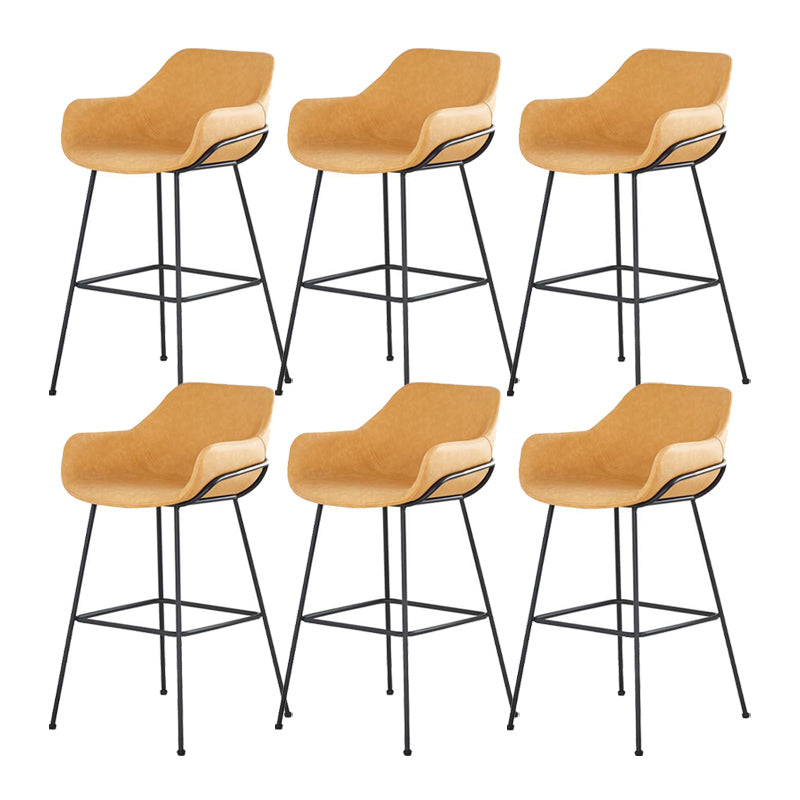 Scandinavian Faux Leather Upholstered Counter Stool with 4 Legs in Matte Finish for Home Khaki 6 Piece Set Clearhalo 'Bar Furniture' 'Bar Stools' 'bar_stools' 'furn' 'furn_bar_stools' 'Furniture' 'Kitchen & Dining Furniture' 5847154