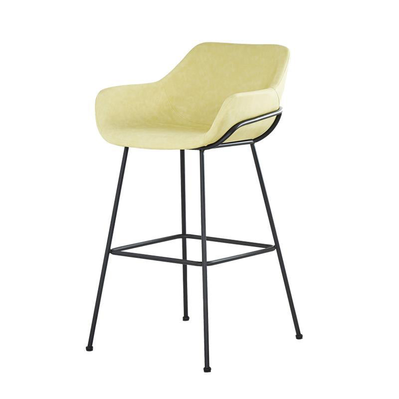 Scandinavian Faux Leather Upholstered Counter Stool with 4 Legs in Matte Finish for Home Yellow 1 Piece Clearhalo 'Bar Furniture' 'Bar Stools' 'bar_stools' 'furn' 'furn_bar_stools' 'Furniture' 'Kitchen & Dining Furniture' 5847157