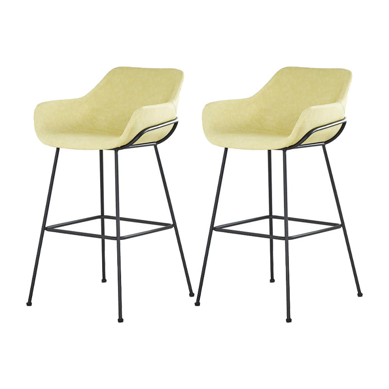 Scandinavian Faux Leather Upholstered Counter Stool with 4 Legs in Matte Finish for Home Yellow 2 Piece Set Clearhalo 'Bar Furniture' 'Bar Stools' 'bar_stools' 'furn' 'furn_bar_stools' 'Furniture' 'Kitchen & Dining Furniture' 5847160