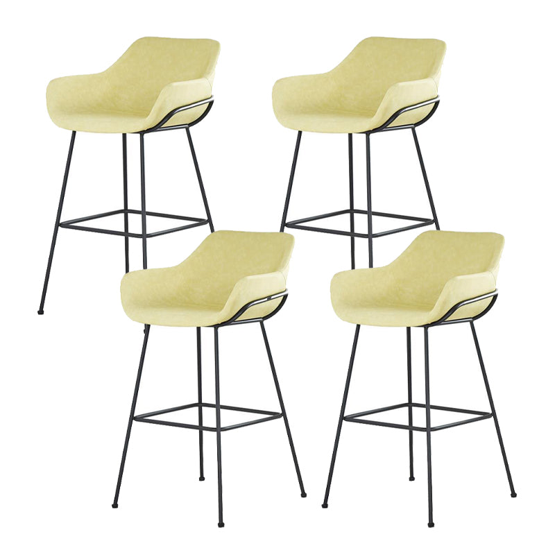 Scandinavian Faux Leather Upholstered Counter Stool with 4 Legs in Matte Finish for Home Yellow 4 Piece Set Clearhalo 'Bar Furniture' 'Bar Stools' 'bar_stools' 'furn' 'furn_bar_stools' 'Furniture' 'Kitchen & Dining Furniture' 5847162
