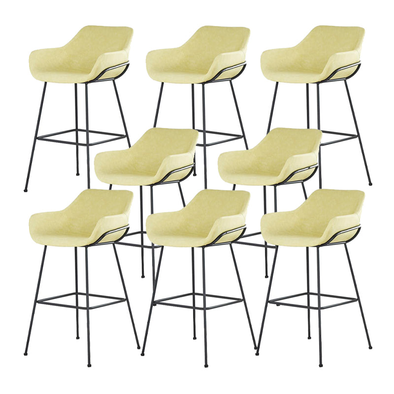 Scandinavian Faux Leather Upholstered Counter Stool with 4 Legs in Matte Finish for Home Yellow 8 Piece Set Clearhalo 'Bar Furniture' 'Bar Stools' 'bar_stools' 'furn' 'furn_bar_stools' 'Furniture' 'Kitchen & Dining Furniture' 5847166