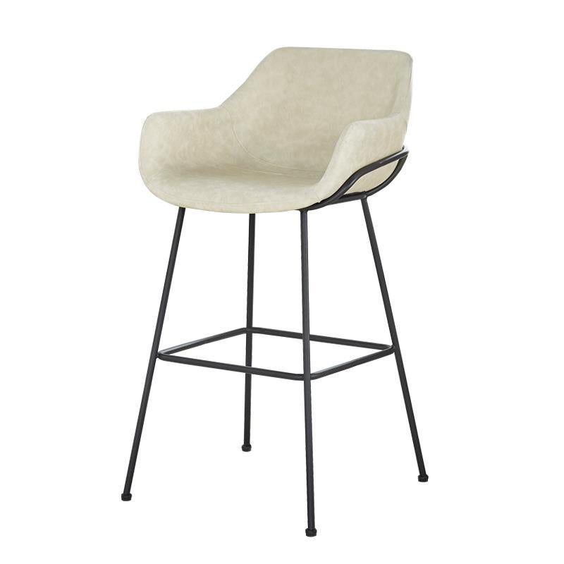 Scandinavian Faux Leather Upholstered Counter Stool with 4 Legs in Matte Finish for Home Off-White 1 Piece Clearhalo 'Bar Furniture' 'Bar Stools' 'bar_stools' 'furn' 'furn_bar_stools' 'Furniture' 'Kitchen & Dining Furniture' 5847168