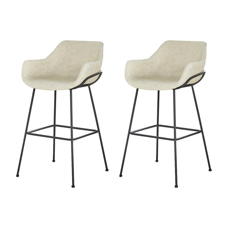 Scandinavian Faux Leather Upholstered Counter Stool with 4 Legs in Matte Finish for Home Off-White 2 Piece Set Clearhalo 'Bar Furniture' 'Bar Stools' 'bar_stools' 'furn' 'furn_bar_stools' 'Furniture' 'Kitchen & Dining Furniture' 5847169