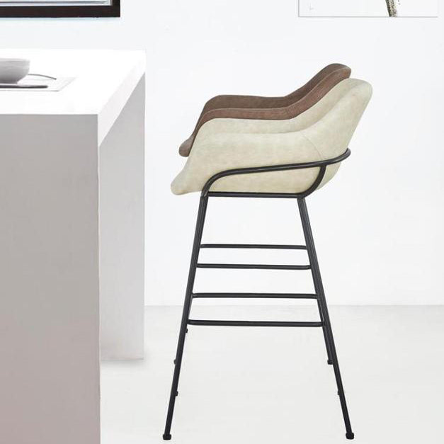 Scandinavian Faux Leather Upholstered Counter Stool with 4 Legs in Matte Finish for Home Clearhalo 'Bar Furniture' 'Bar Stools' 'bar_stools' 'furn' 'furn_bar_stools' 'Furniture' 'Kitchen & Dining Furniture' 5847170