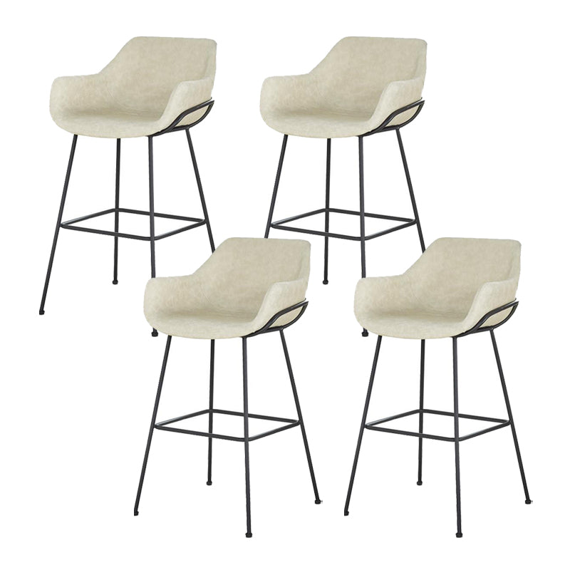 Scandinavian Faux Leather Upholstered Counter Stool with 4 Legs in Matte Finish for Home Off-White 4 Piece Set Clearhalo 'Bar Furniture' 'Bar Stools' 'bar_stools' 'furn' 'furn_bar_stools' 'Furniture' 'Kitchen & Dining Furniture' 5847171