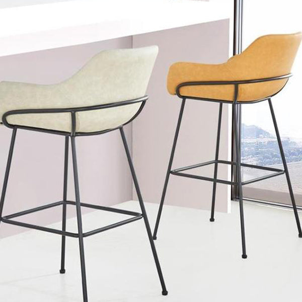 Scandinavian Faux Leather Upholstered Counter Stool with 4 Legs in Matte Finish for Home Clearhalo 'Bar Furniture' 'Bar Stools' 'bar_stools' 'furn' 'furn_bar_stools' 'Furniture' 'Kitchen & Dining Furniture' 5847175