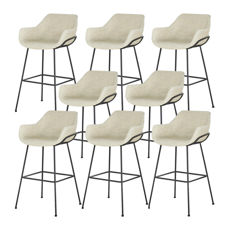 Scandinavian Faux Leather Upholstered Counter Stool with 4 Legs in Matte Finish for Home Off-White 8 Piece Set Clearhalo 'Bar Furniture' 'Bar Stools' 'bar_stools' 'furn' 'furn_bar_stools' 'Furniture' 'Kitchen & Dining Furniture' 5847176