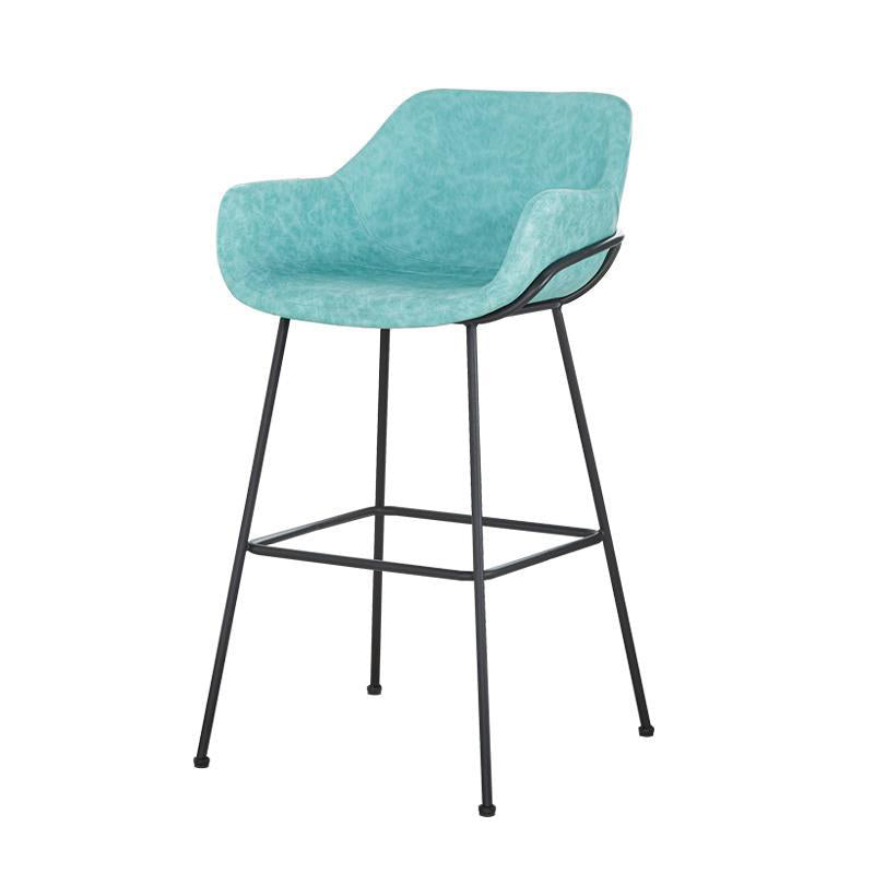 Scandinavian Faux Leather Upholstered Counter Stool with 4 Legs in Matte Finish for Home Blue 1 Piece Clearhalo 'Bar Furniture' 'Bar Stools' 'bar_stools' 'furn' 'furn_bar_stools' 'Furniture' 'Kitchen & Dining Furniture' 5847177