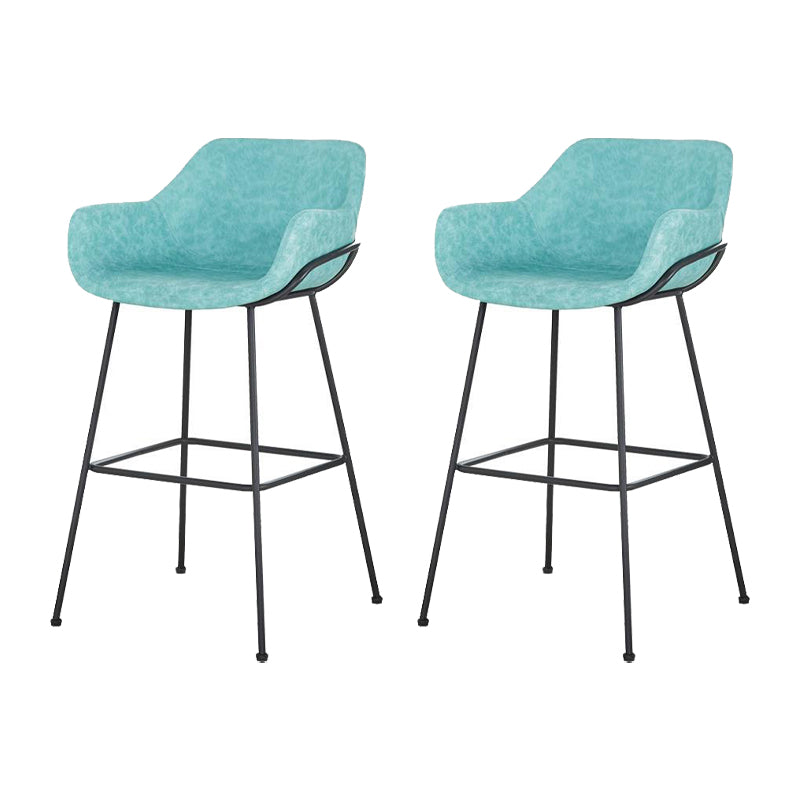 Scandinavian Faux Leather Upholstered Counter Stool with 4 Legs in Matte Finish for Home Blue 2 Piece Set Clearhalo 'Bar Furniture' 'Bar Stools' 'bar_stools' 'furn' 'furn_bar_stools' 'Furniture' 'Kitchen & Dining Furniture' 5847178