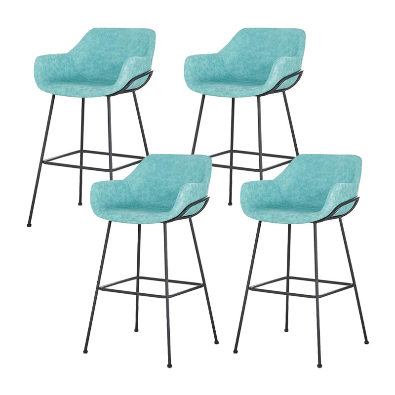 Scandinavian Faux Leather Upholstered Counter Stool with 4 Legs in Matte Finish for Home Blue 4 Piece Set Clearhalo 'Bar Furniture' 'Bar Stools' 'bar_stools' 'furn' 'furn_bar_stools' 'Furniture' 'Kitchen & Dining Furniture' 5847179