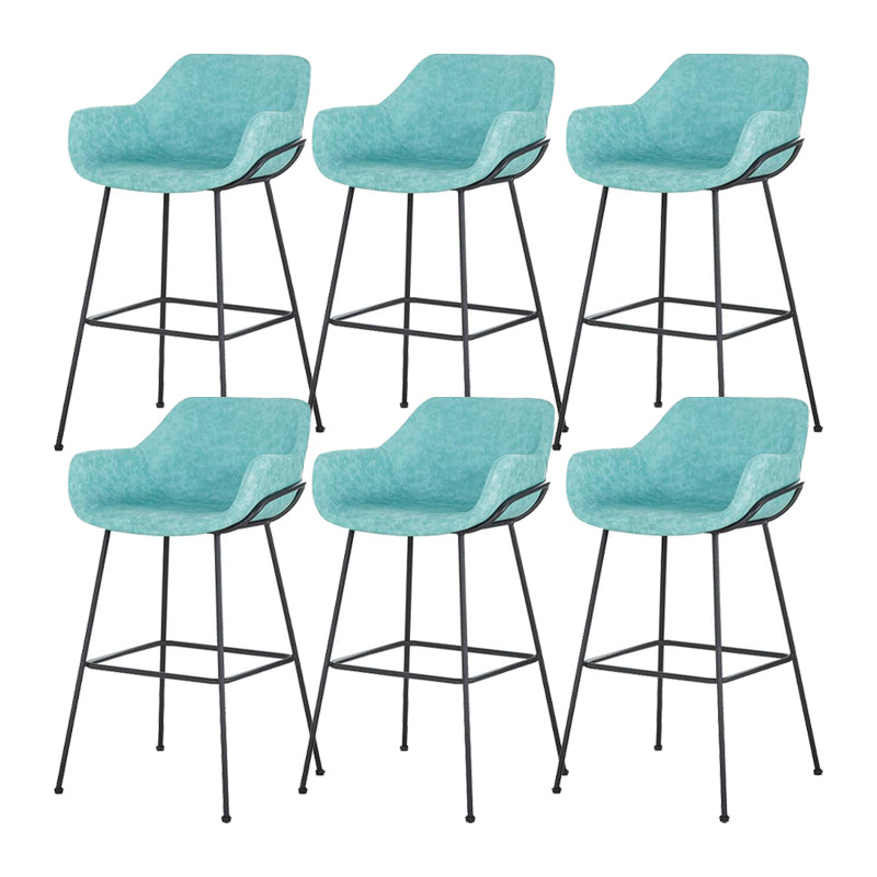 Scandinavian Faux Leather Upholstered Counter Stool with 4 Legs in Matte Finish for Home Blue 6 Piece Set Clearhalo 'Bar Furniture' 'Bar Stools' 'bar_stools' 'furn' 'furn_bar_stools' 'Furniture' 'Kitchen & Dining Furniture' 5847180