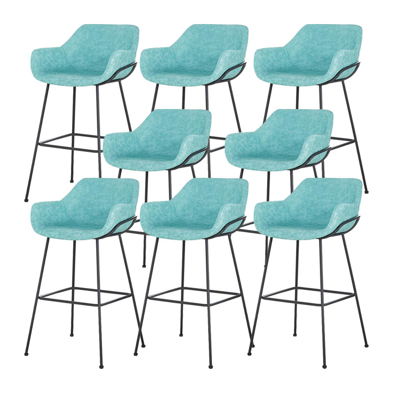 Scandinavian Faux Leather Upholstered Counter Stool with 4 Legs in Matte Finish for Home Blue 8 Piece Set Clearhalo 'Bar Furniture' 'Bar Stools' 'bar_stools' 'furn' 'furn_bar_stools' 'Furniture' 'Kitchen & Dining Furniture' 5847181