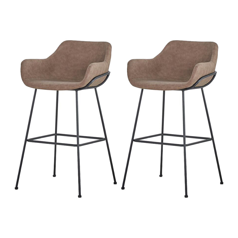 Scandinavian Faux Leather Upholstered Counter Stool with 4 Legs in Matte Finish for Home Brown 2 Piece Set Clearhalo 'Bar Furniture' 'Bar Stools' 'bar_stools' 'furn' 'furn_bar_stools' 'Furniture' 'Kitchen & Dining Furniture' 5847182