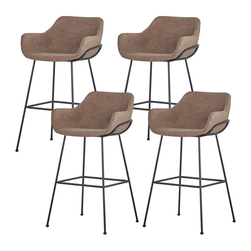 Scandinavian Faux Leather Upholstered Counter Stool with 4 Legs in Matte Finish for Home Brown 4 Piece Set Clearhalo 'Bar Furniture' 'Bar Stools' 'bar_stools' 'furn' 'furn_bar_stools' 'Furniture' 'Kitchen & Dining Furniture' 5847183