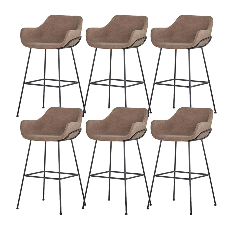 Scandinavian Faux Leather Upholstered Counter Stool with 4 Legs in Matte Finish for Home Brown 6 Piece Set Clearhalo 'Bar Furniture' 'Bar Stools' 'bar_stools' 'furn' 'furn_bar_stools' 'Furniture' 'Kitchen & Dining Furniture' 5847184