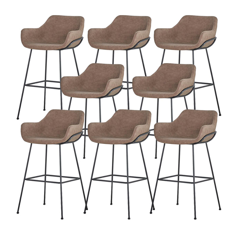 Scandinavian Faux Leather Upholstered Counter Stool with 4 Legs in Matte Finish for Home Brown 8 Piece Set Clearhalo 'Bar Furniture' 'Bar Stools' 'bar_stools' 'furn' 'furn_bar_stools' 'Furniture' 'Kitchen & Dining Furniture' 5847185