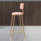 Glam Metal Stool Fabric Upholstered Counter Stool in Matte Finish for Indoor