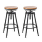 Tabouret industriel en métal, siège rond en bois, tabouret de comptoir réglable, finition mate