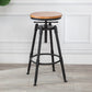 Tabouret industriel en métal, siège rond en bois, tabouret de comptoir réglable, finition mate