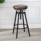 Tabouret industriel en métal, siège rond en bois, tabouret de comptoir réglable, finition mate