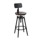 Tabouret industriel en métal, siège rond en bois, tabouret de comptoir réglable, finition mate