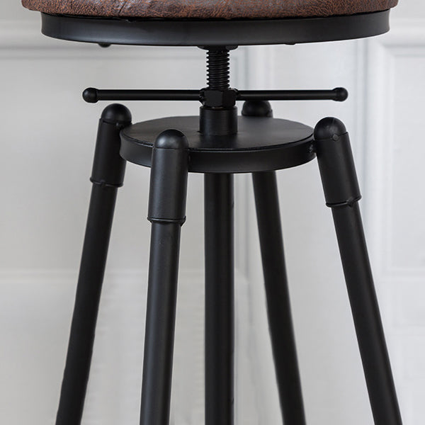 Tabouret industriel en métal, siège rond en bois, tabouret de comptoir réglable, finition mate