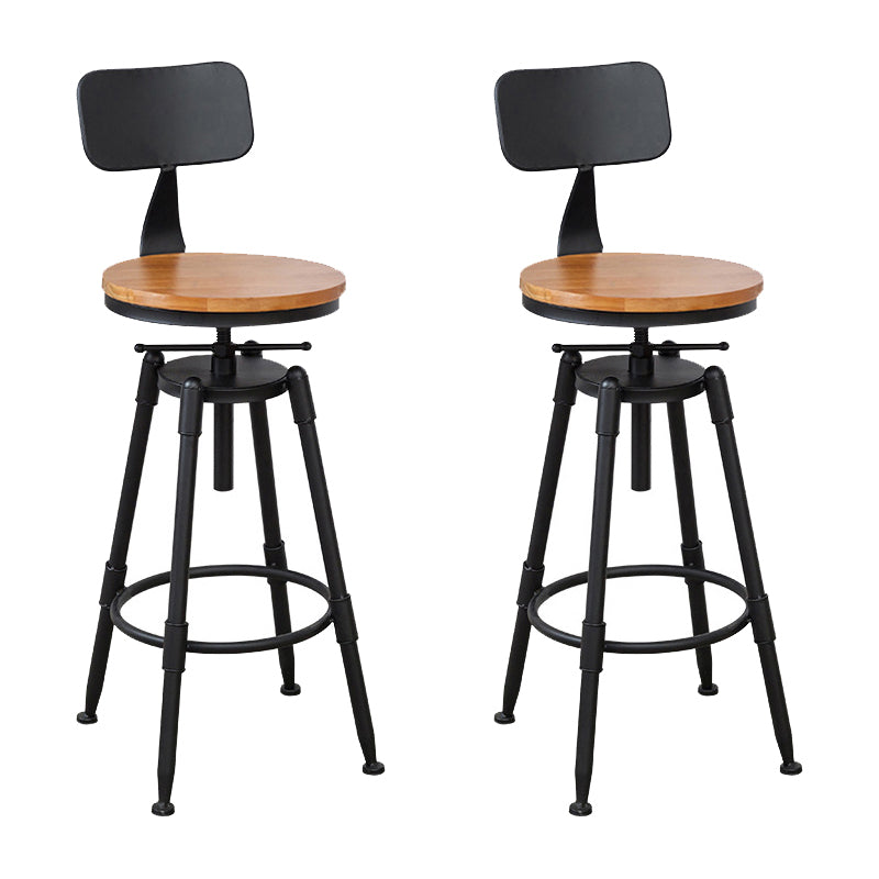 Tabouret industriel en métal, siège rond en bois, tabouret de comptoir réglable, finition mate