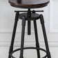 Tabouret industriel en métal, siège rond en bois, tabouret de comptoir réglable, finition mate