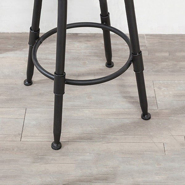 Tabouret industriel en métal, siège rond en bois, tabouret de comptoir réglable, finition mate