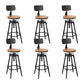 Tabouret industriel en métal, siège rond en bois, tabouret de comptoir réglable, finition mate