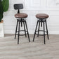Tabouret industriel en métal, siège rond en bois, tabouret de comptoir réglable, finition mate