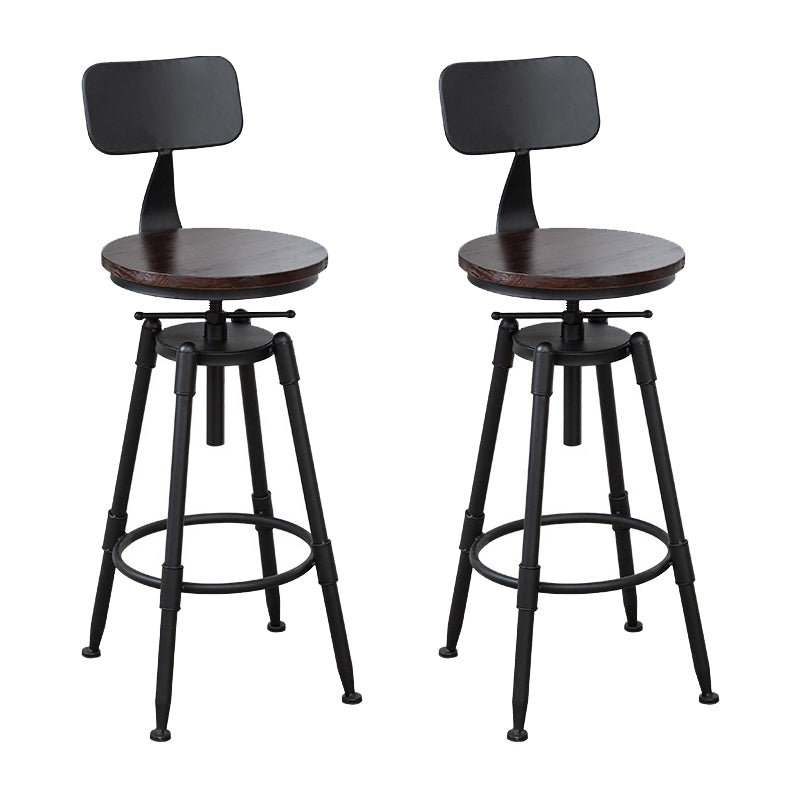 Tabouret industriel en métal, siège rond en bois, tabouret de comptoir réglable, finition mate