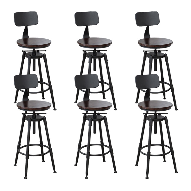 Tabouret industriel en métal, siège rond en bois, tabouret de comptoir réglable, finition mate