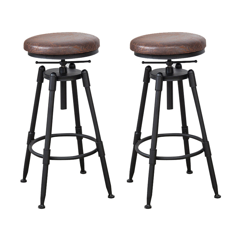 Tabouret industriel en métal, siège rond en bois, tabouret de comptoir réglable, finition mate