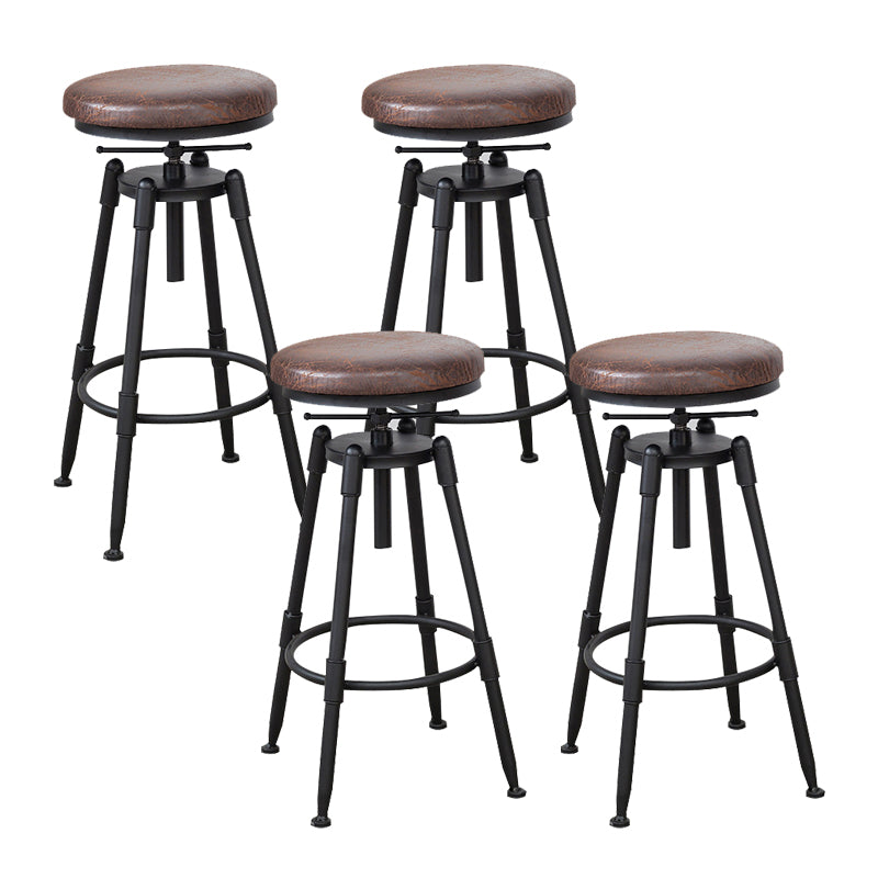 Tabouret industriel en métal, siège rond en bois, tabouret de comptoir réglable, finition mate