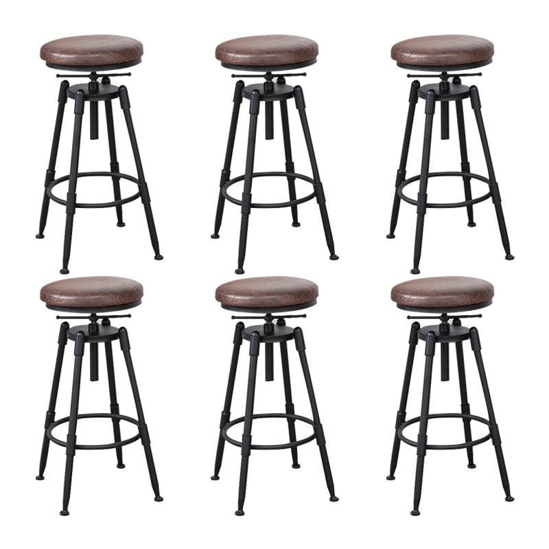 Tabouret industriel en métal, siège rond en bois, tabouret de comptoir réglable, finition mate