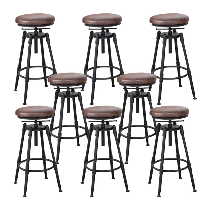 Tabouret industriel en métal, siège rond en bois, tabouret de comptoir réglable, finition mate