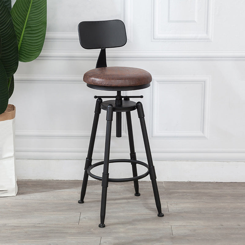 Tabouret industriel en métal, siège rond en bois, tabouret de comptoir réglable, finition mate