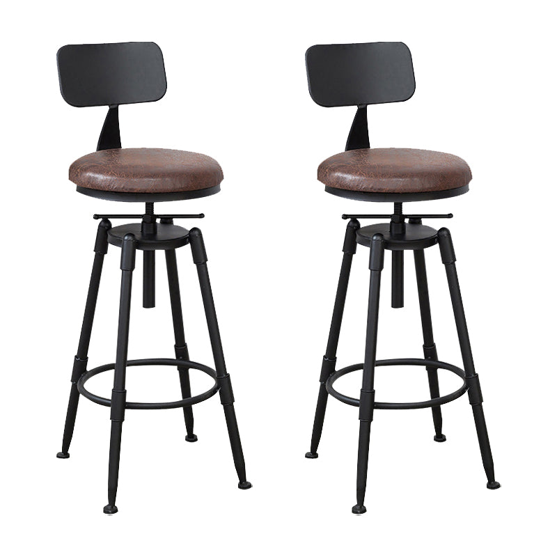 Tabouret industriel en métal, siège rond en bois, tabouret de comptoir réglable, finition mate