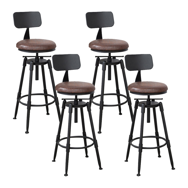 Tabouret industriel en métal, siège rond en bois, tabouret de comptoir réglable, finition mate