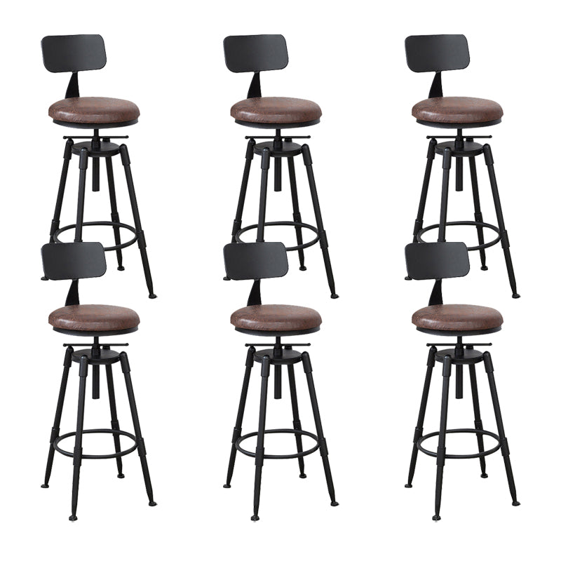 Tabouret industriel en métal, siège rond en bois, tabouret de comptoir réglable, finition mate