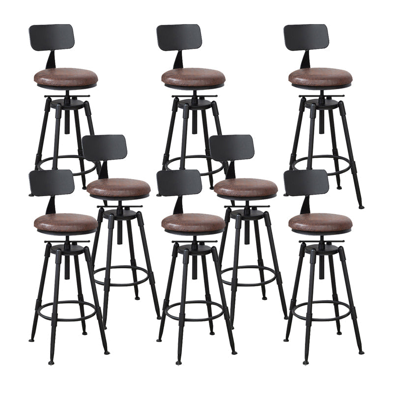 Tabouret industriel en métal, siège rond en bois, tabouret de comptoir réglable, finition mate