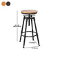 Tabouret industriel en métal, siège rond en bois, tabouret de comptoir réglable, finition mate